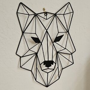 Geometric Wolf Wall Decor - Black